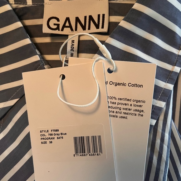 GANNI Stripe Cotton Shirtdress - Picture 9 of 9